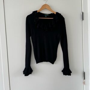 Ralph Lauren Ruffle Silk & Cashmere Top